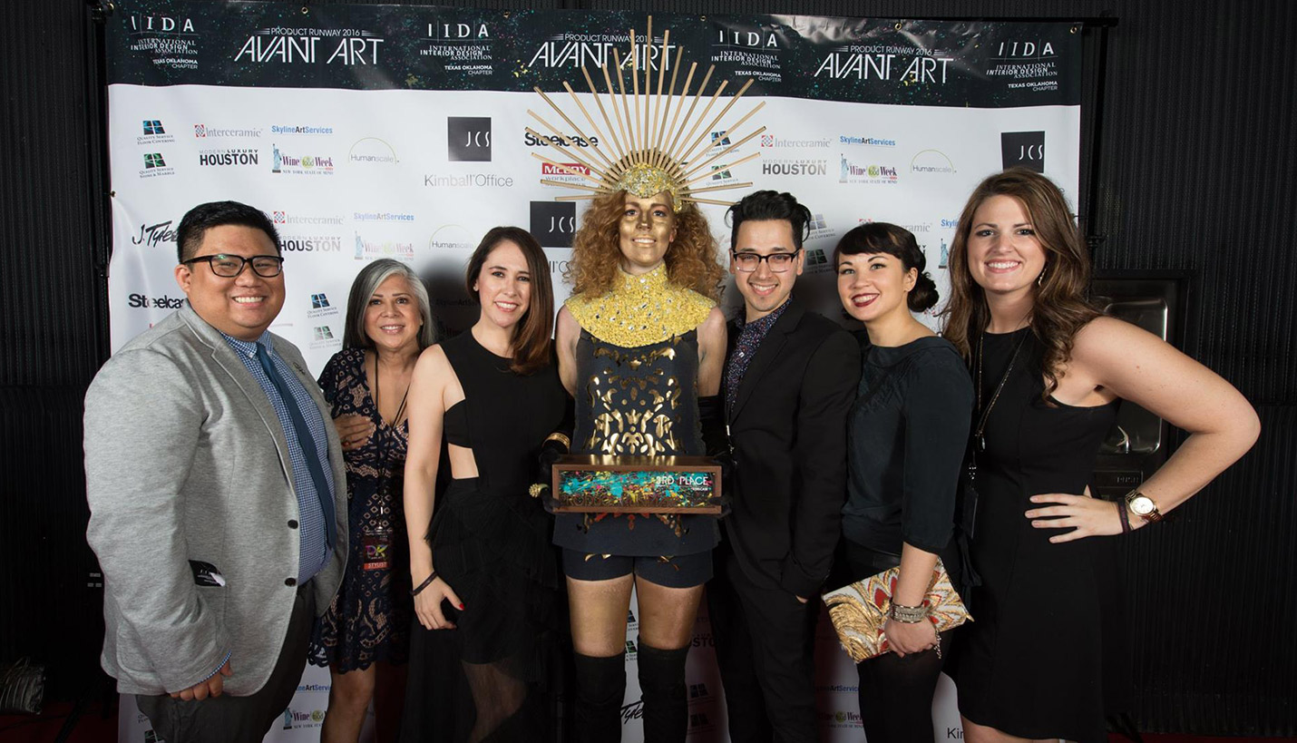 Page Product Runway Team (L-R): Jerel Gue; Mary Ann Cantu, owner of Mariana & Co.Salon; Teresa Villarreal; Brooke Taubenkraut; Gibran Villalobos; Ami Robinson and Anna Mitchell. - Courtesy IIDA Texas Oklahoma Chapter