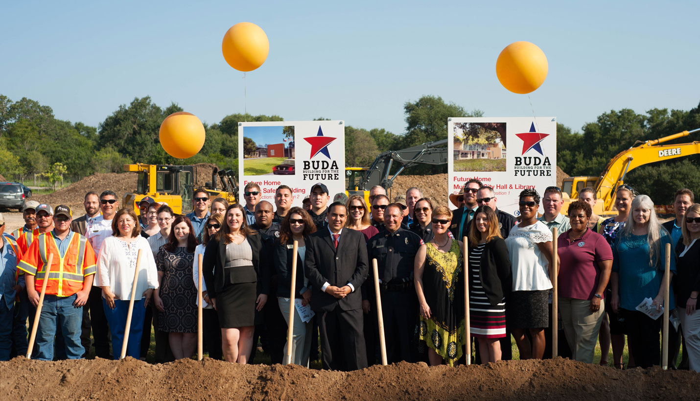 City of Buda celebrates the ground breaking of its new Municipal Complex. - 