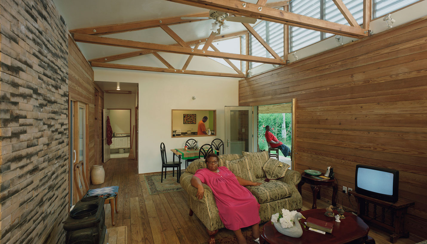 Rose Lee Turner inside the house that Katie Woods and her Rural Studio classmates designed and built for her. - © Timothy Hursley, courtesy of Auburn University Rural Studio