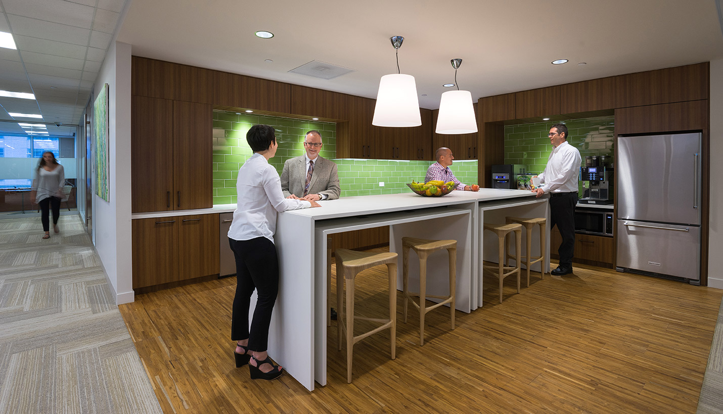 Upstairs kitchen at Invitation Homes Headquarters / Dallas, TX - © Michael Hawkins